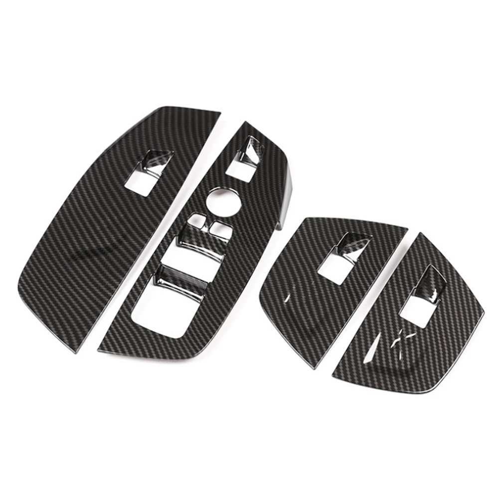 4Pcs/Set Carro Porta Interna Interruptor da Janela de Cobertura de Decoração Guarnição Para a BMW 2018 2019 X3 X4 G01 G02 de Fibra de Carbono Olhar