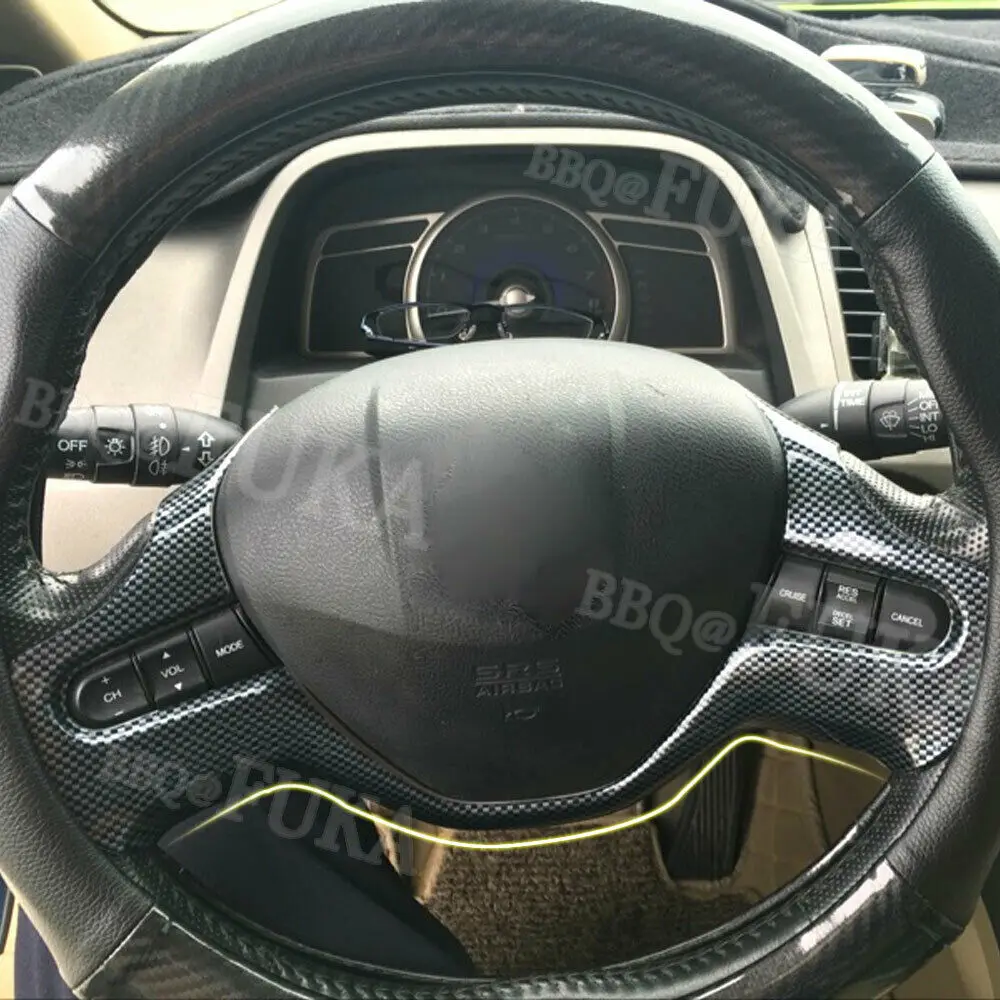 A Fibra de carbono Estilo do Interior do Carro ABS Cobertura de Volante Guarnição de Moldagem Quadro de Ajuste Para o Honda Civic 8ª 2006-2011