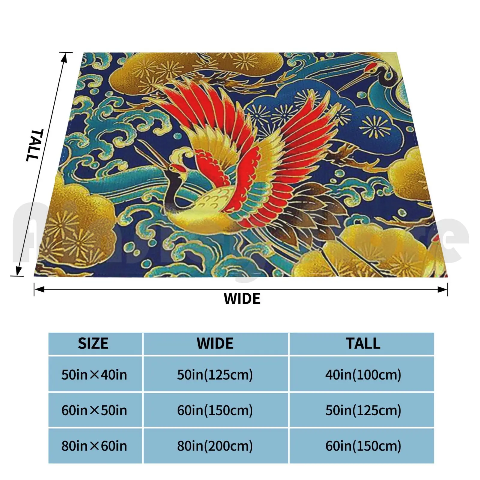 Kimono Detalhe De 10 De Manta Para Sofá-Cama De Viagem De Ouro Heron Cegonha Quimono Japonês