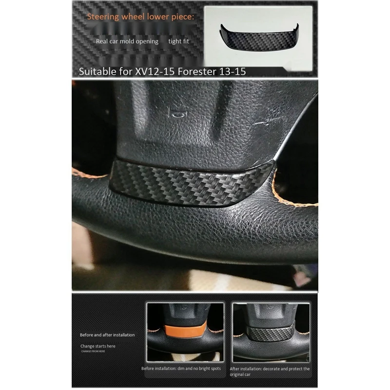 para Subaru XV 2012-2015 Forester 2013-2015 de Fibra de Carbono de Grãos Carro Volante Decoração Tampa Guarnição Adesivo Acessórios