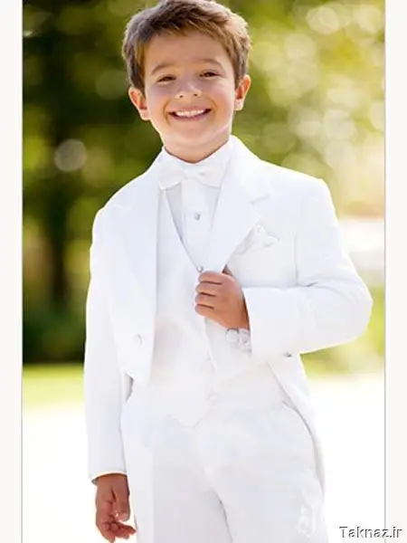 Personalizado longo branco de estilo Tailcoat Garoto Colarinho Entalhe Crianças smoking de Casamento de acordo com Meninos Vestuário(Casaco+Calça+Laço+Colete) G888