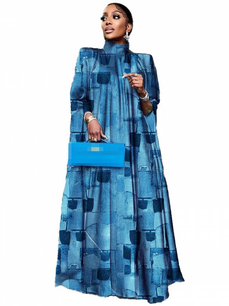 Plus Size Africana de Impressão Vestidos para Mulheres 2023-se Dashiki, Patchwork Plissado Vestidos de Festa Noite Elegante Roupa de Natal Manto