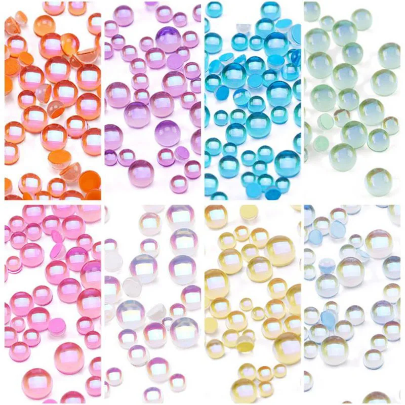Novo 3D de Tamanho Misto Candy Colors Sereia Redonda de Vidro, Contas de Cristal Strass Arte do Prego AB DIY Flatback Pedras em Acrílico Decoração