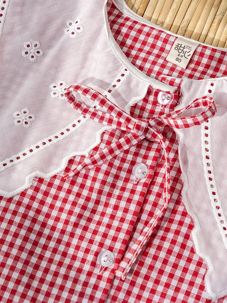 Vermelho Bonito Manta De Bebê Meninas Camisas, Tops Primavera, Outono De Renda Virada Para Baixo De Gola Crianças Blusa Estilo Coreano Vestuário Roupas Infantis